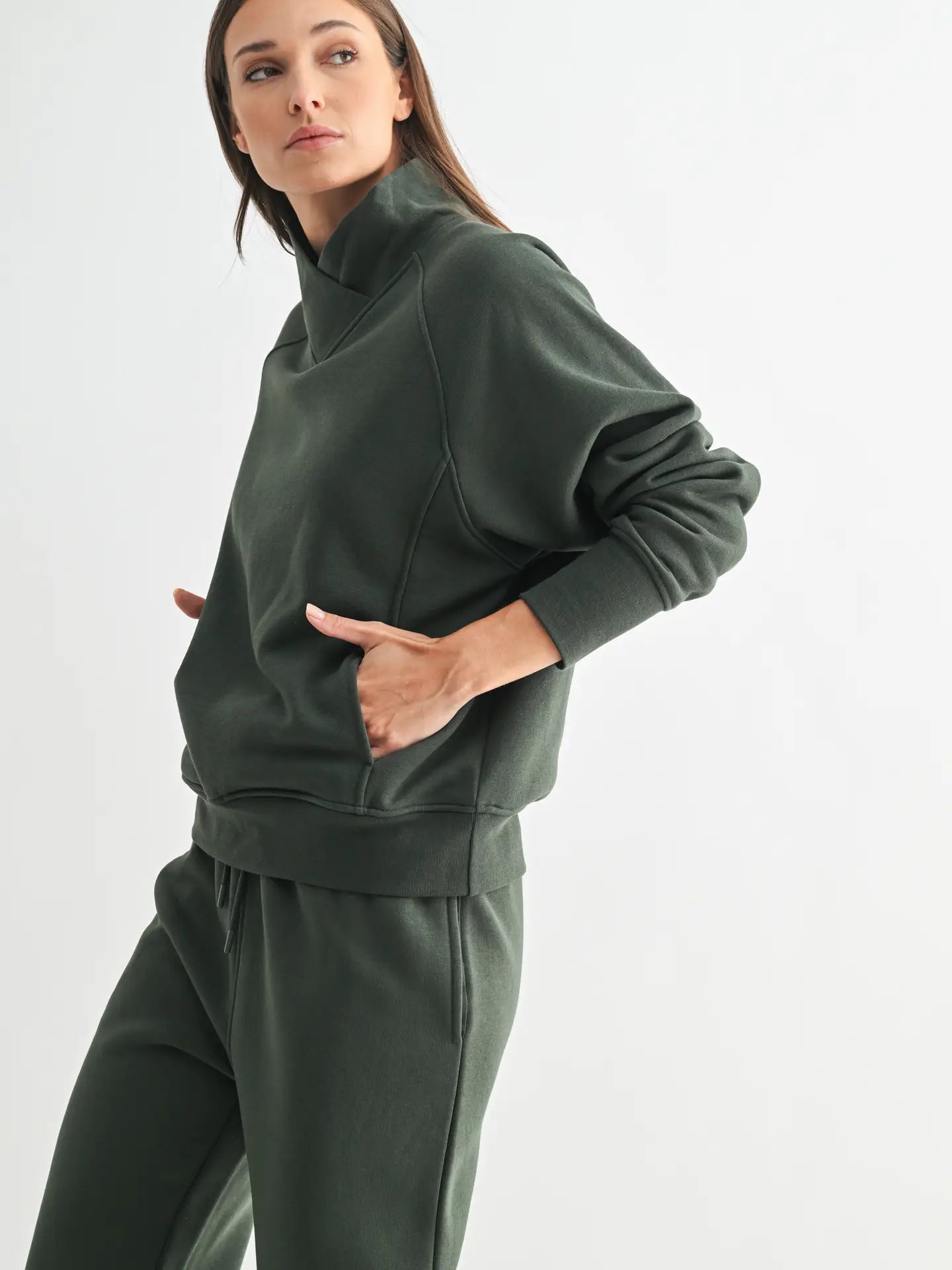 Crossover Mock Neck Pullover