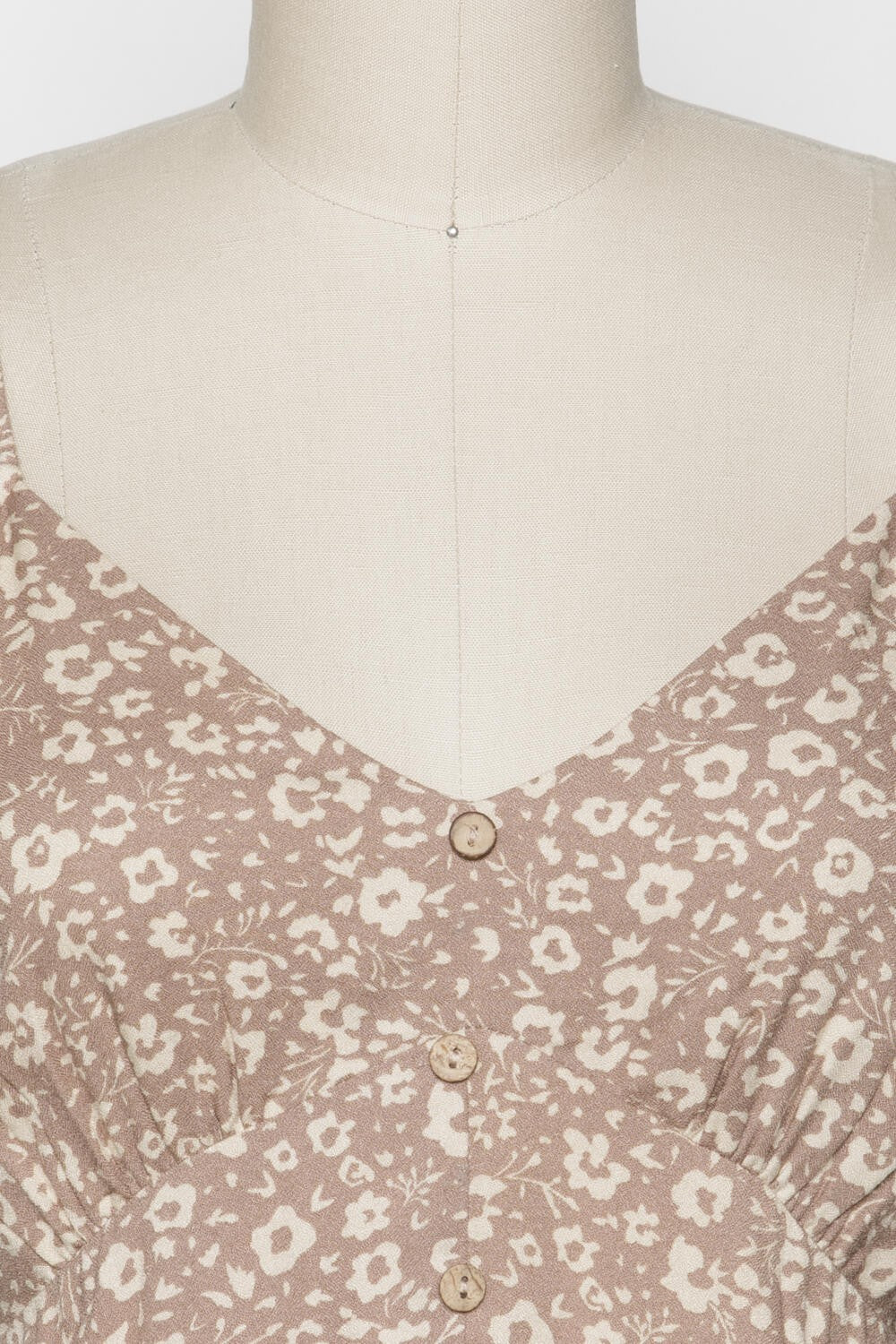 Mocha Floral Button Midi Dress