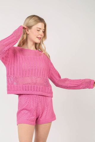 Colorful Crochet Stripe Sweater Top