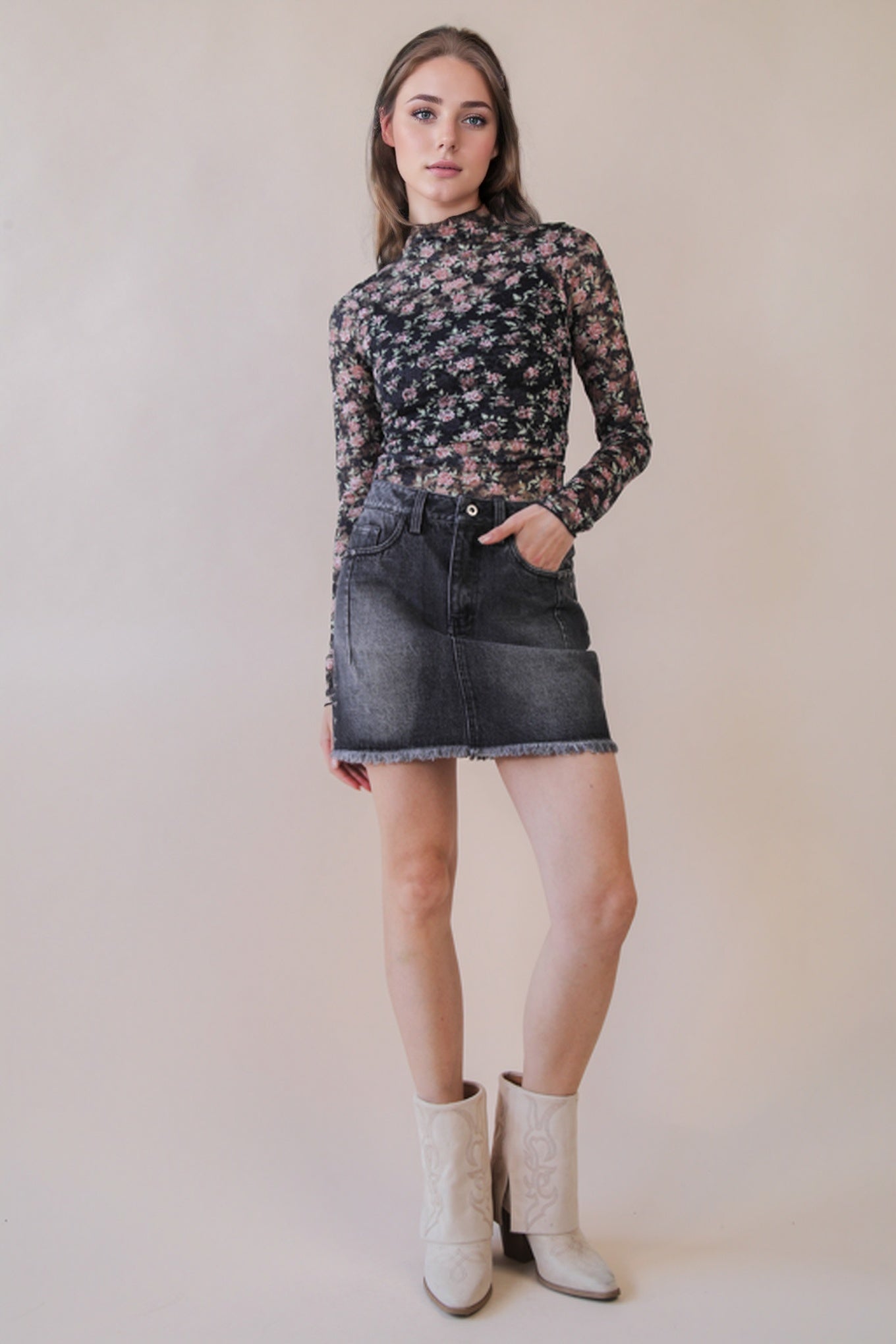 Mesh Floral Layering Top