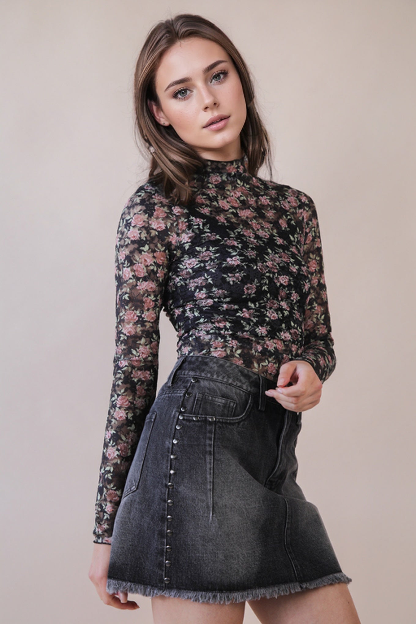 Mesh Floral Layering Top