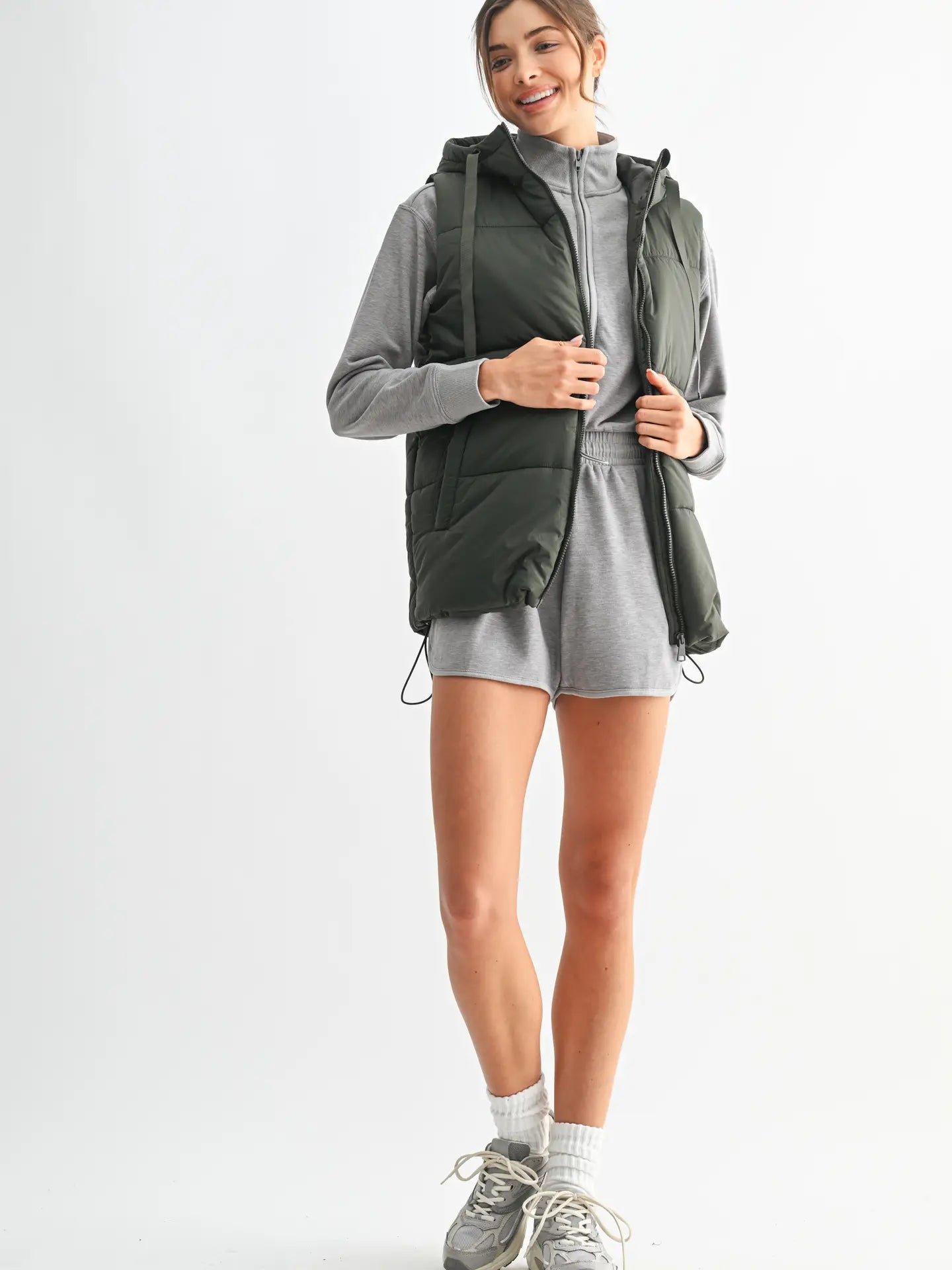 Hooded Long Line Puffer Vest