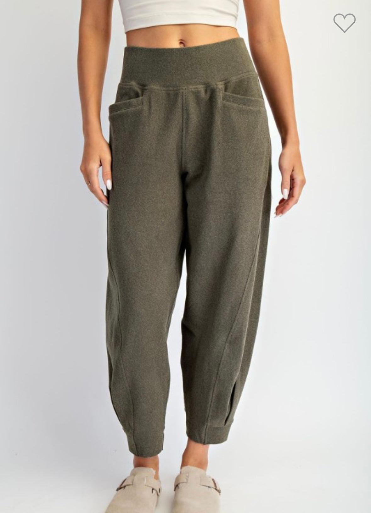 Olive Brushed Barrel Joggers