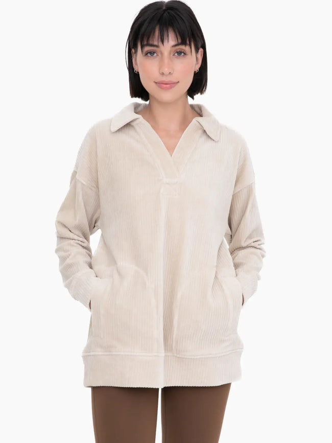 Collared Corduroy Pullover