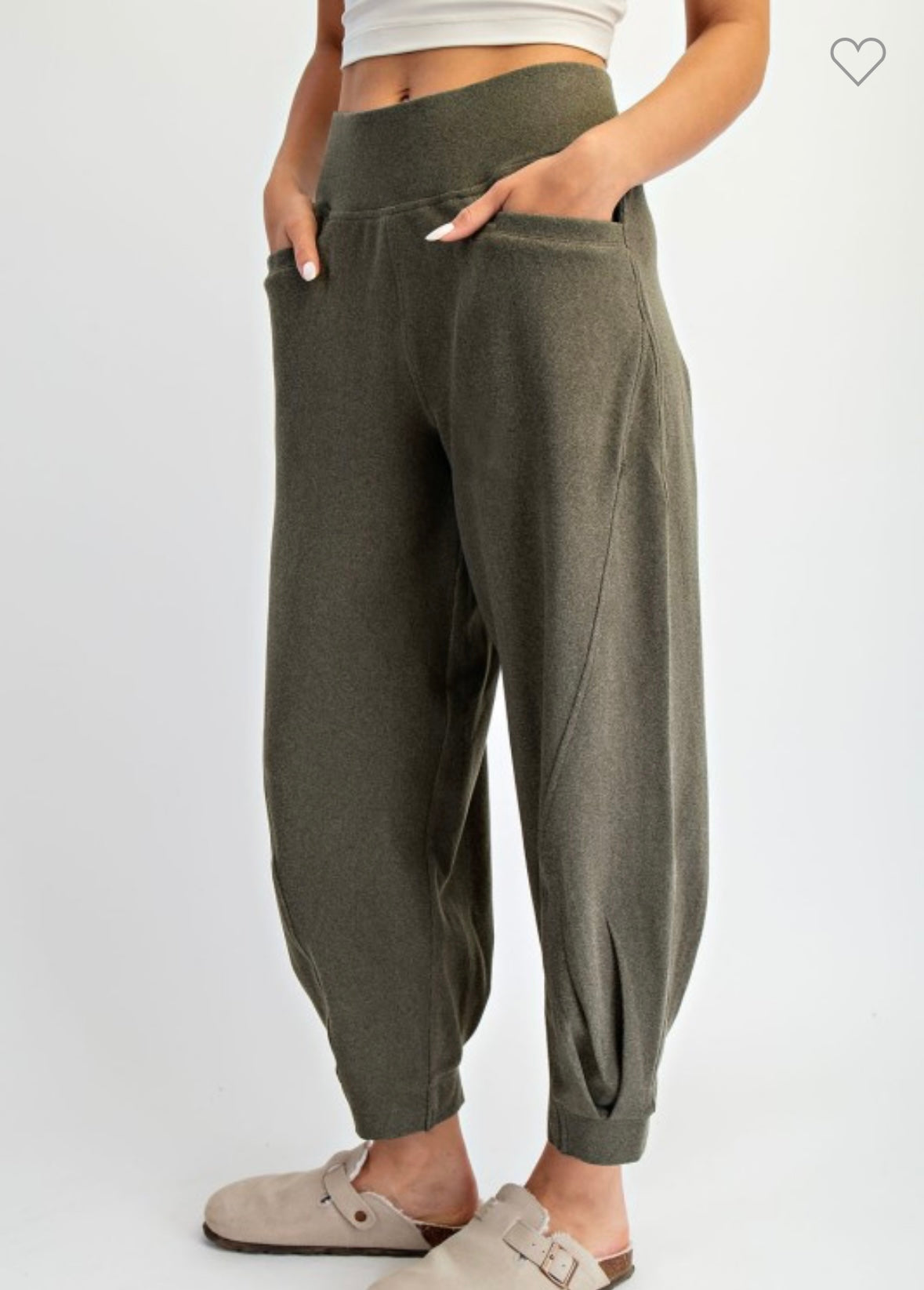 Olive Brushed Barrel Joggers