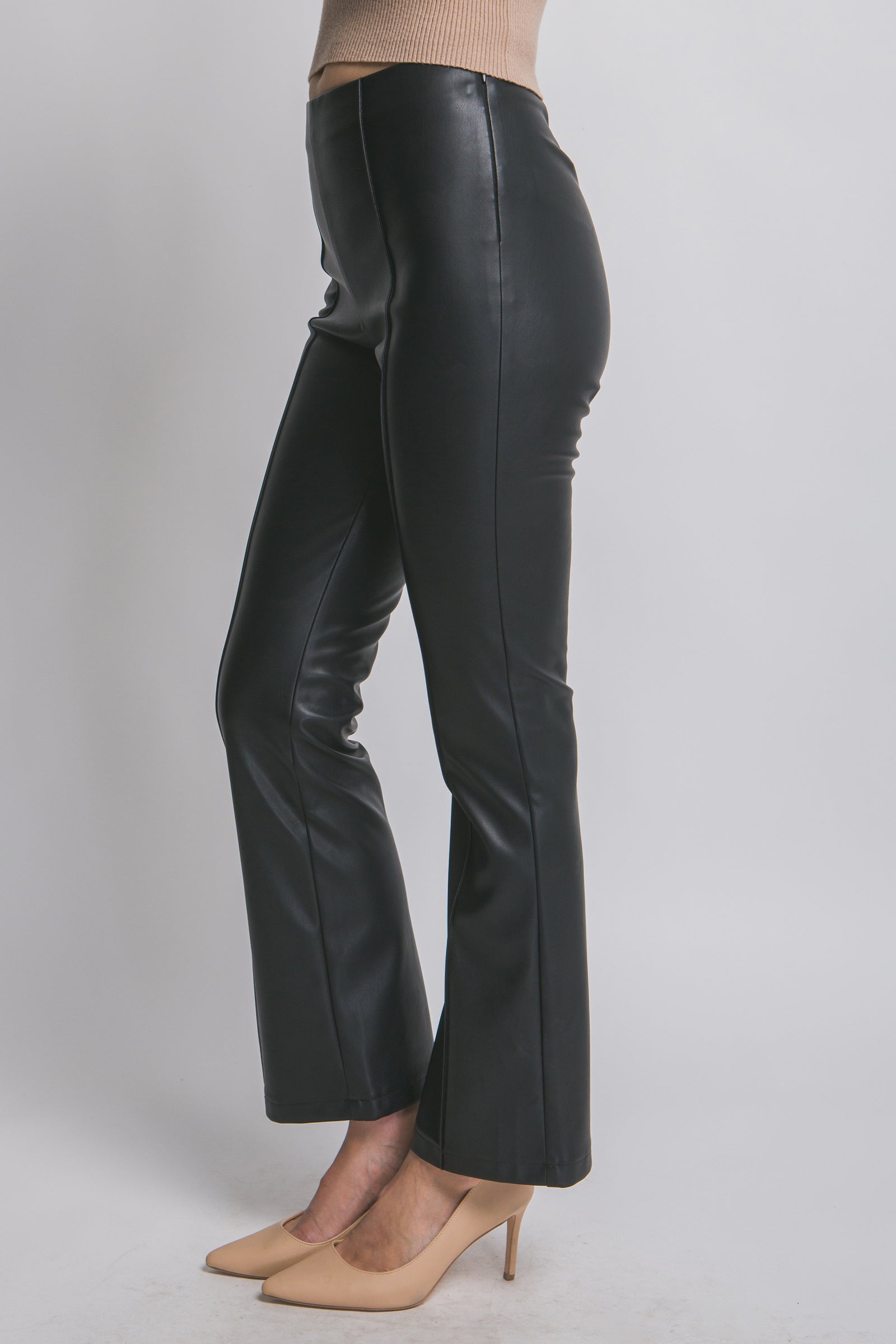 Vegan Leather Kick Flare Pants