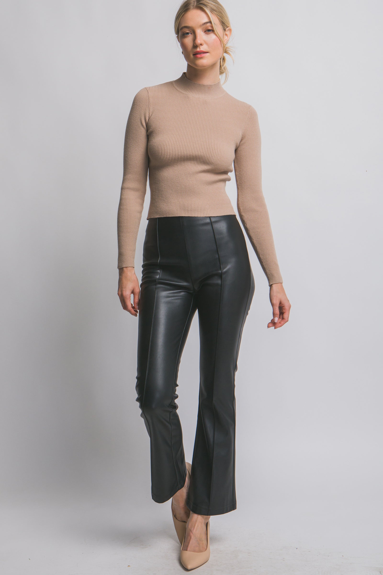 Vegan Leather Kick Flare Pants