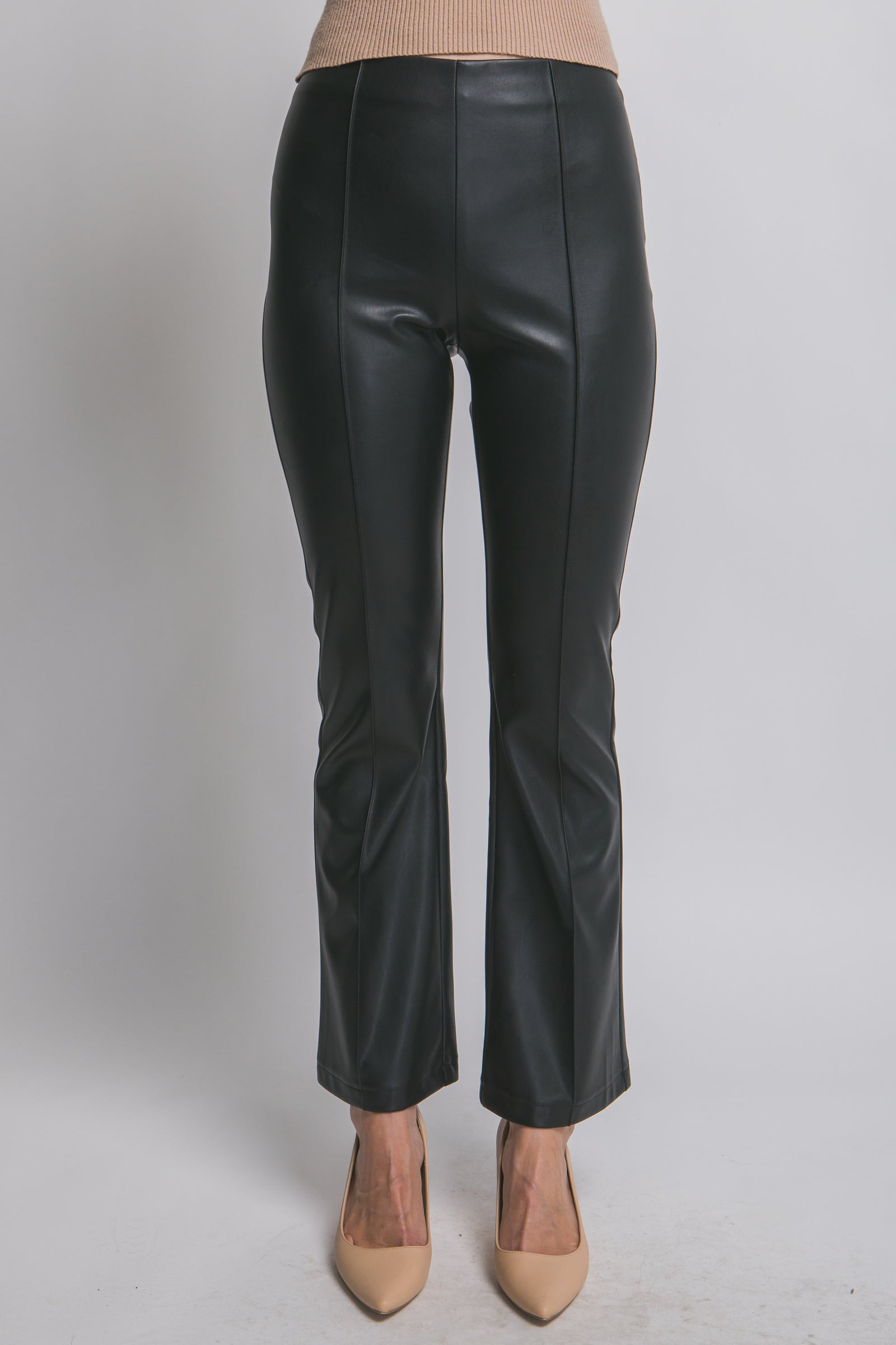 Vegan Leather Kick Flare Pants