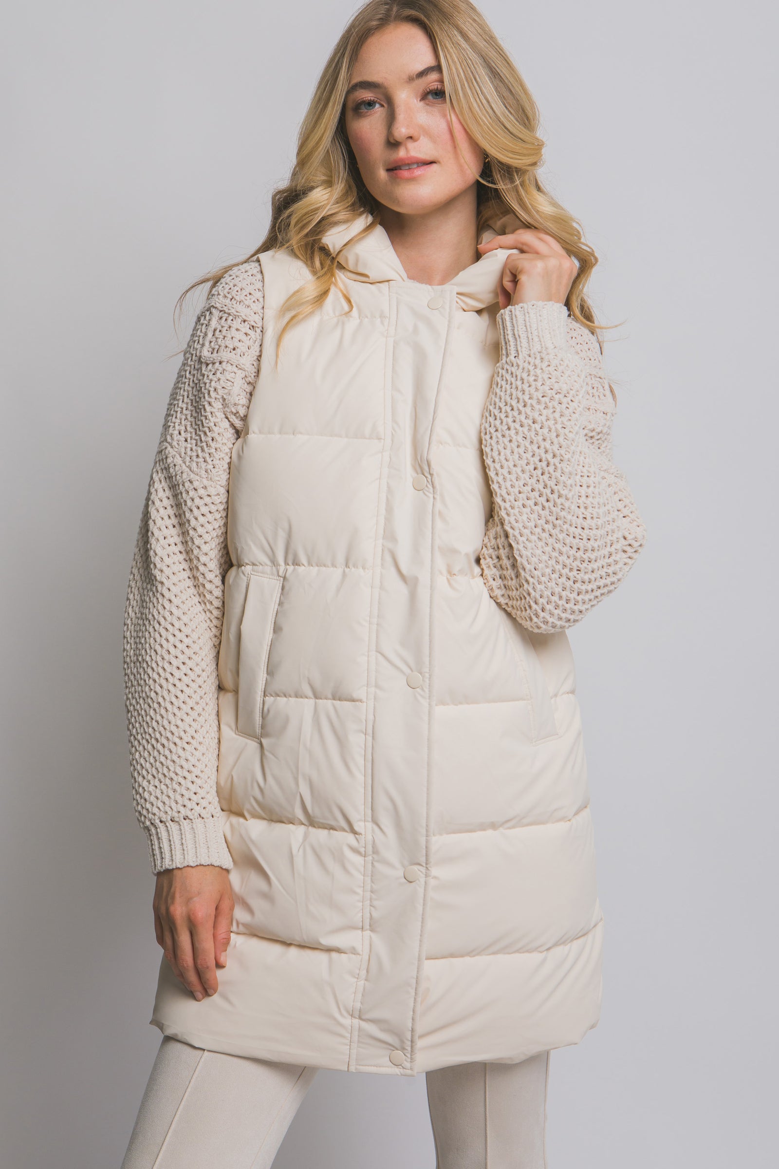 Long Quilted Hooded Vest