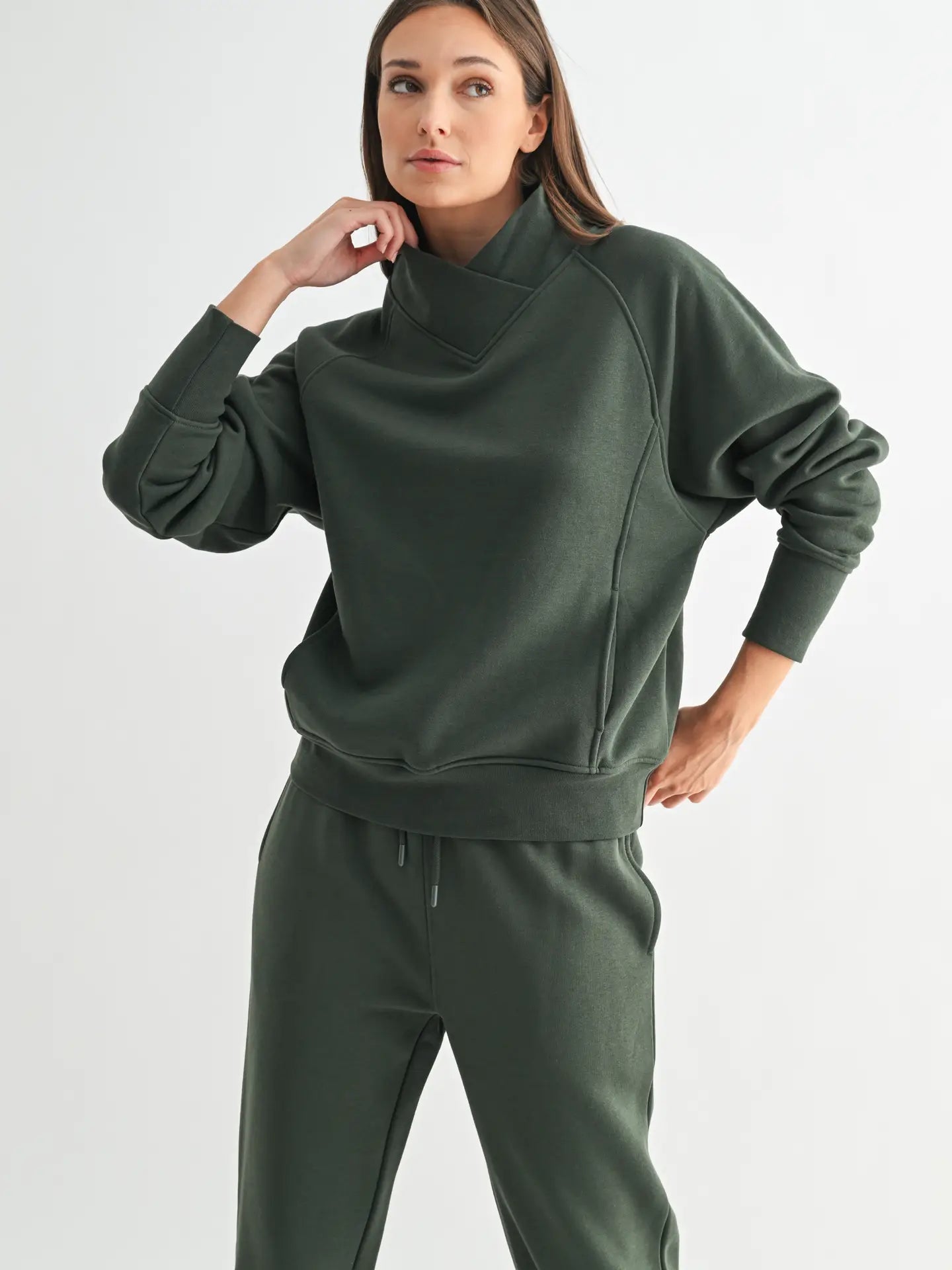 Crossover Mock Neck Pullover