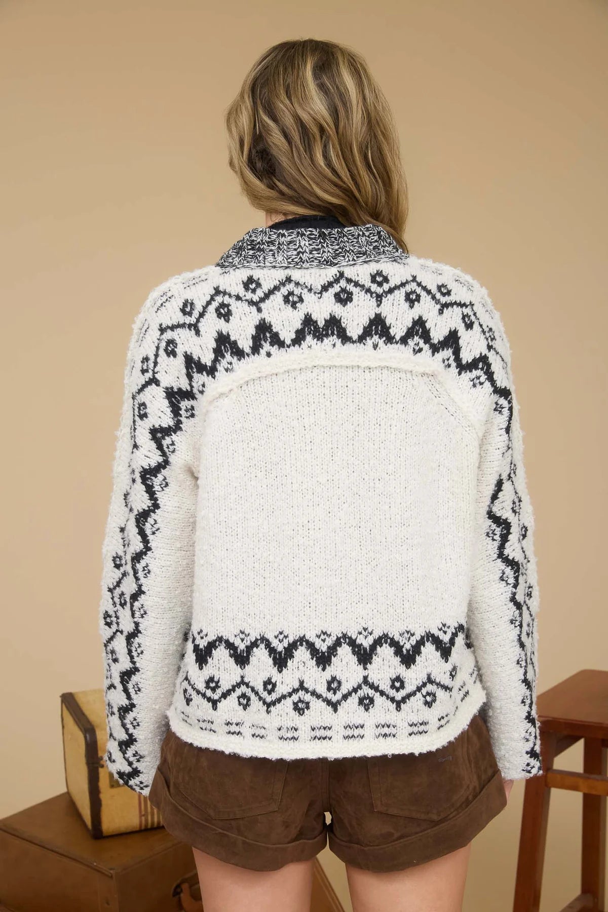Cream Tribal Toggle Button Cardi