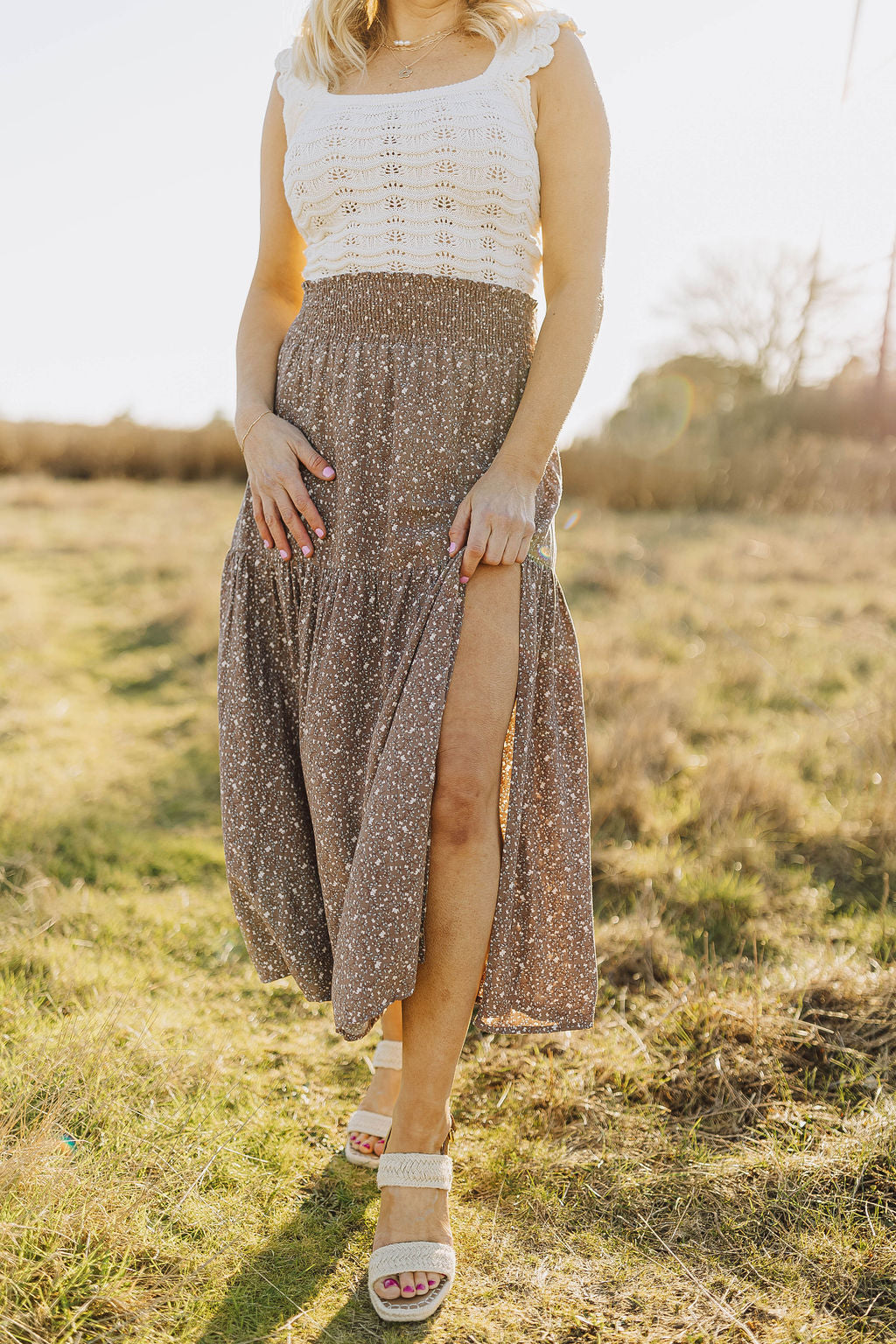 Berry Floral Rouched Waist Skirt