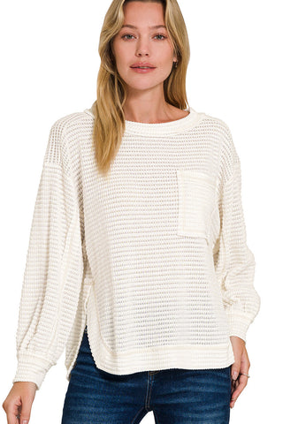 Waffle Knit Pocket Cardigan