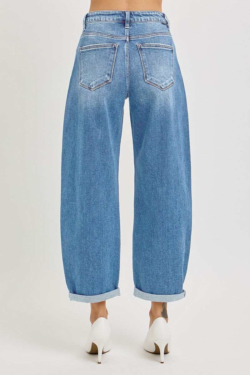 Medium Light High Rise Barrel Jeans