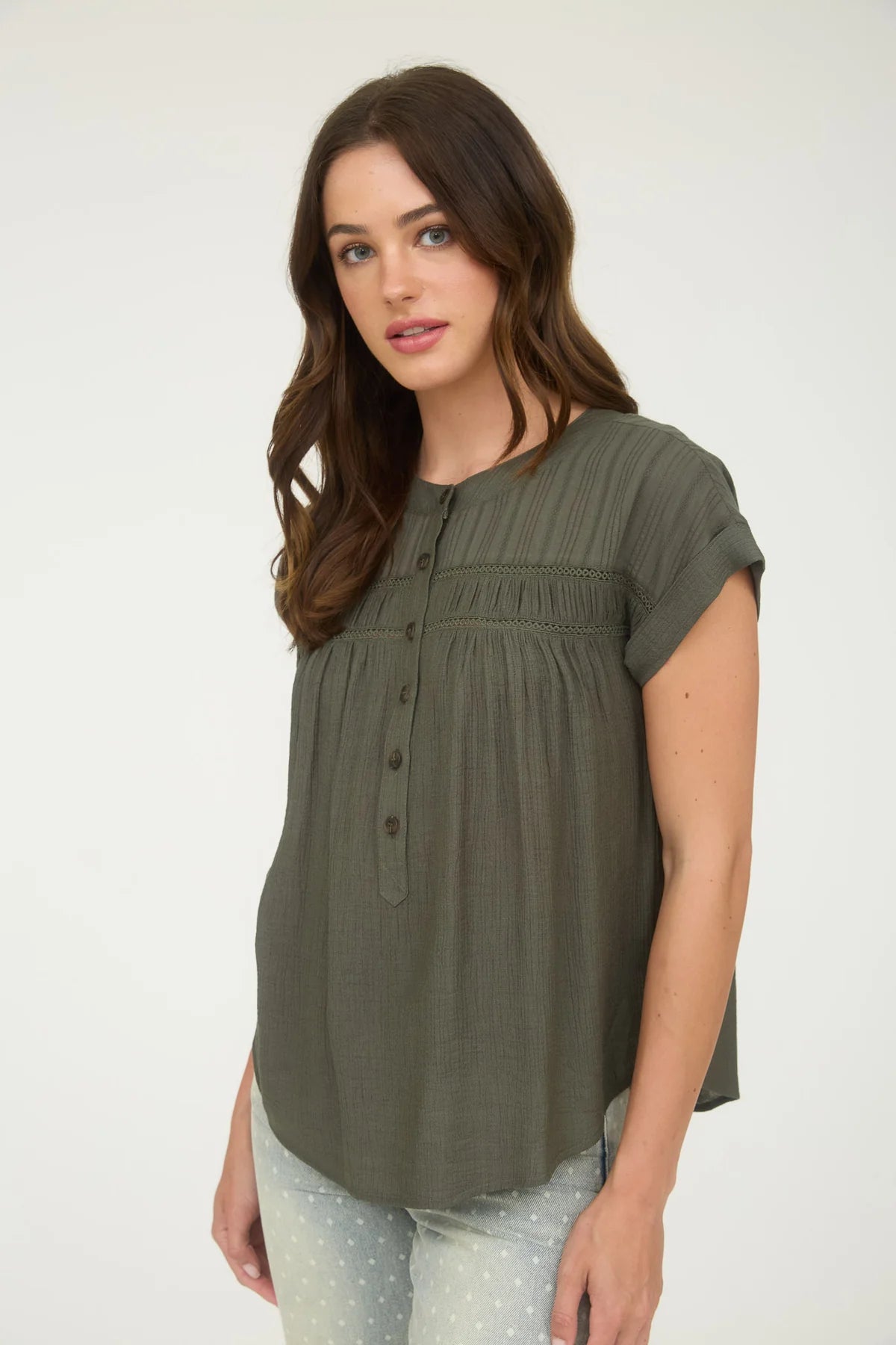 Gathered Button Blouse