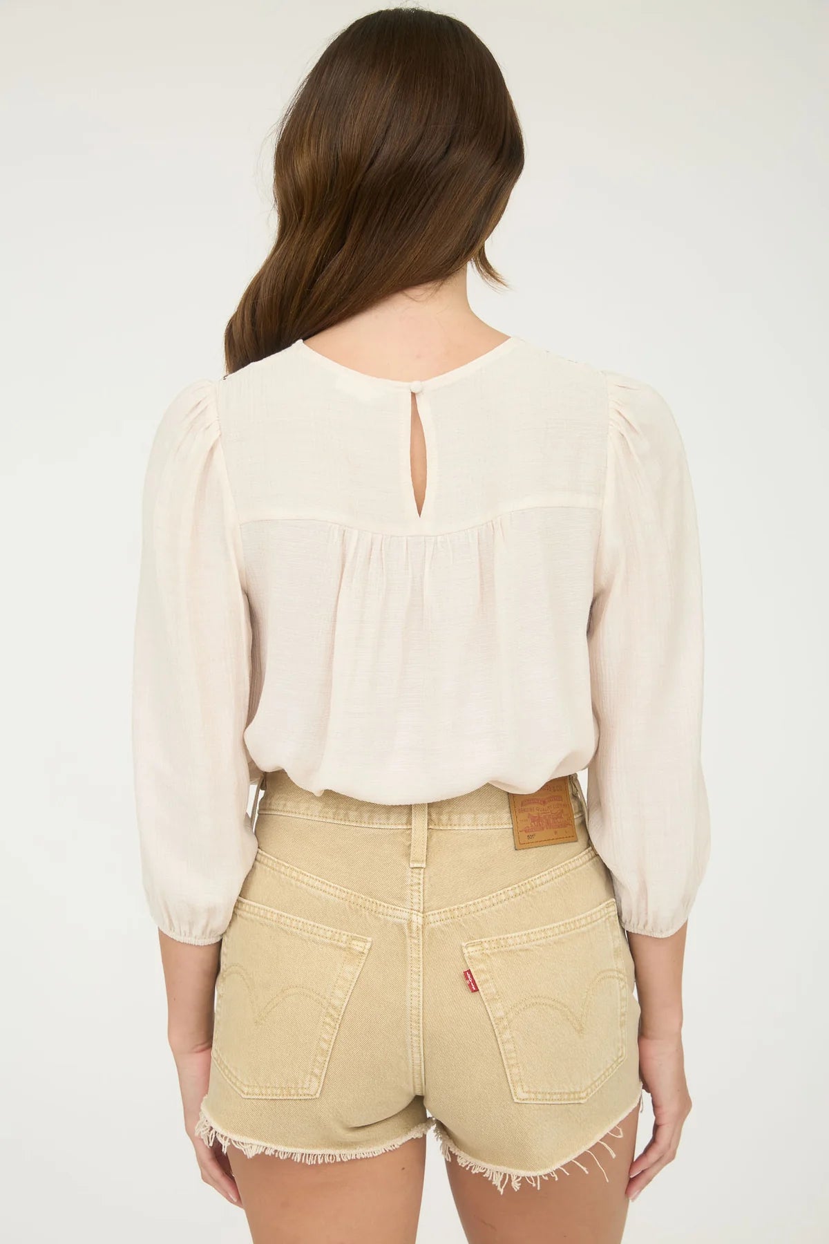 Cream Embroidered Peasant Top