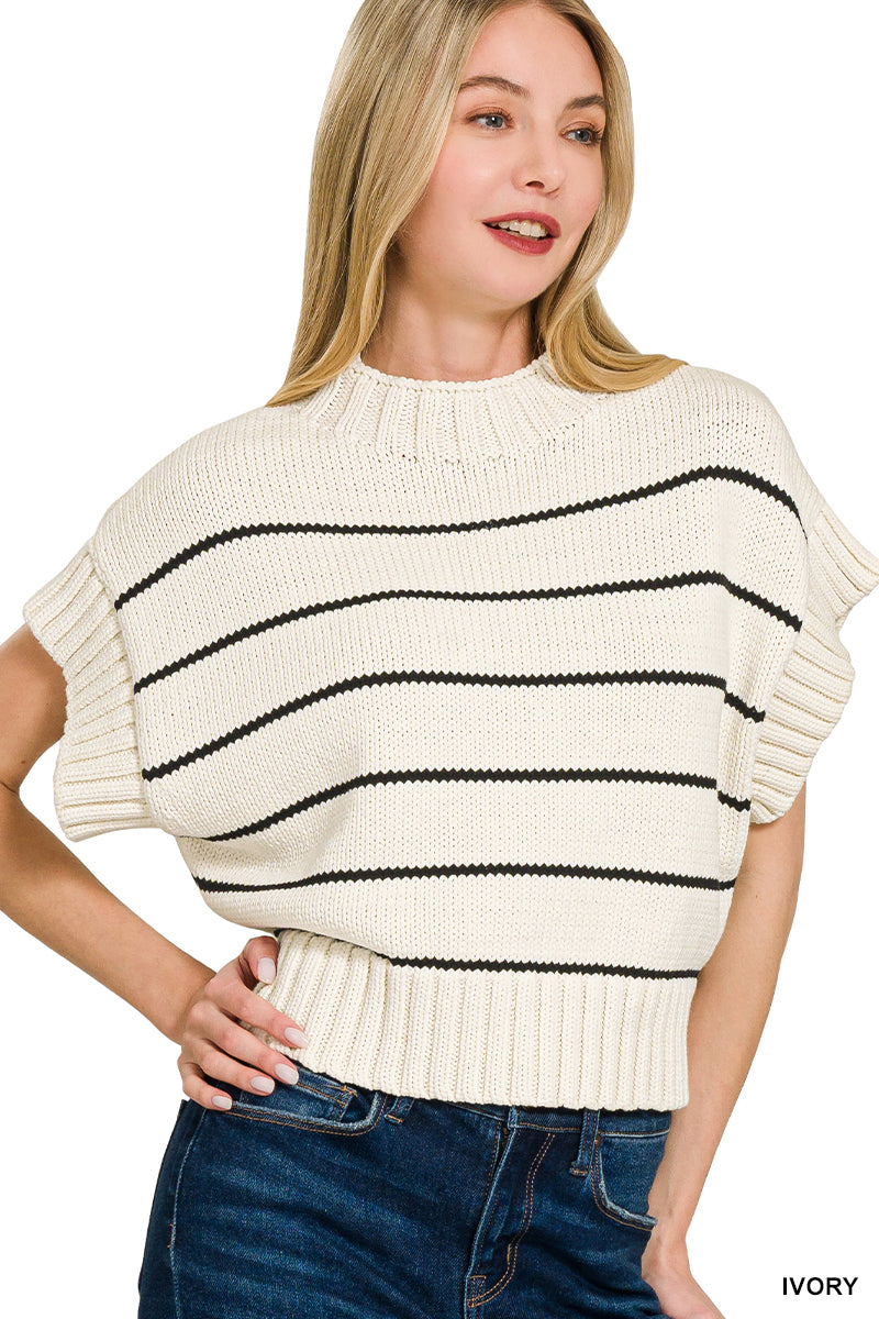 Ivory Stripe Sweater Vest