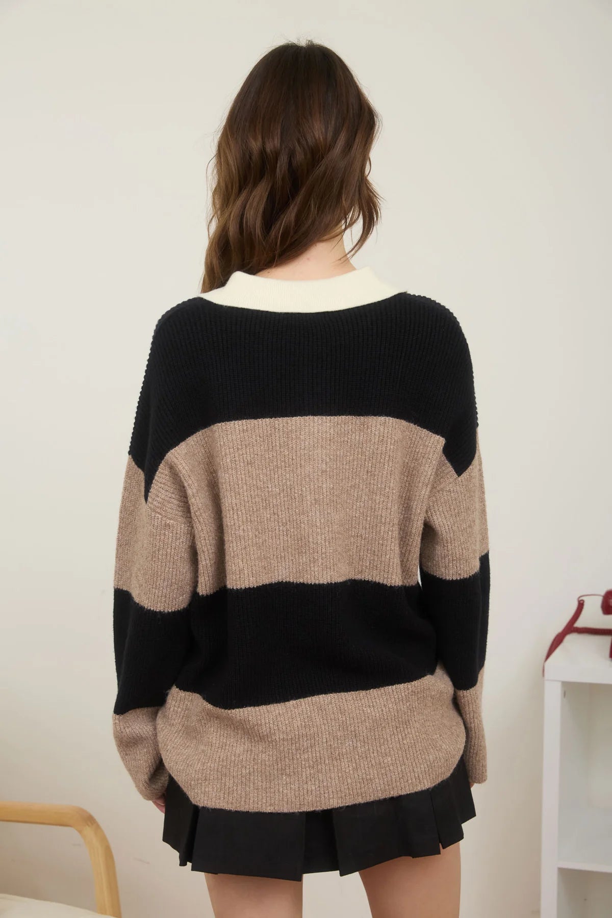 Wide Stripe Polo Rugby Sweater