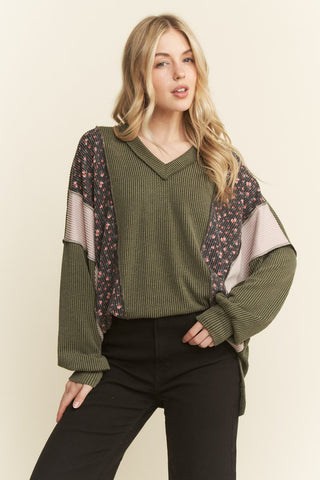 Olive Mixed Leopard Lace Top