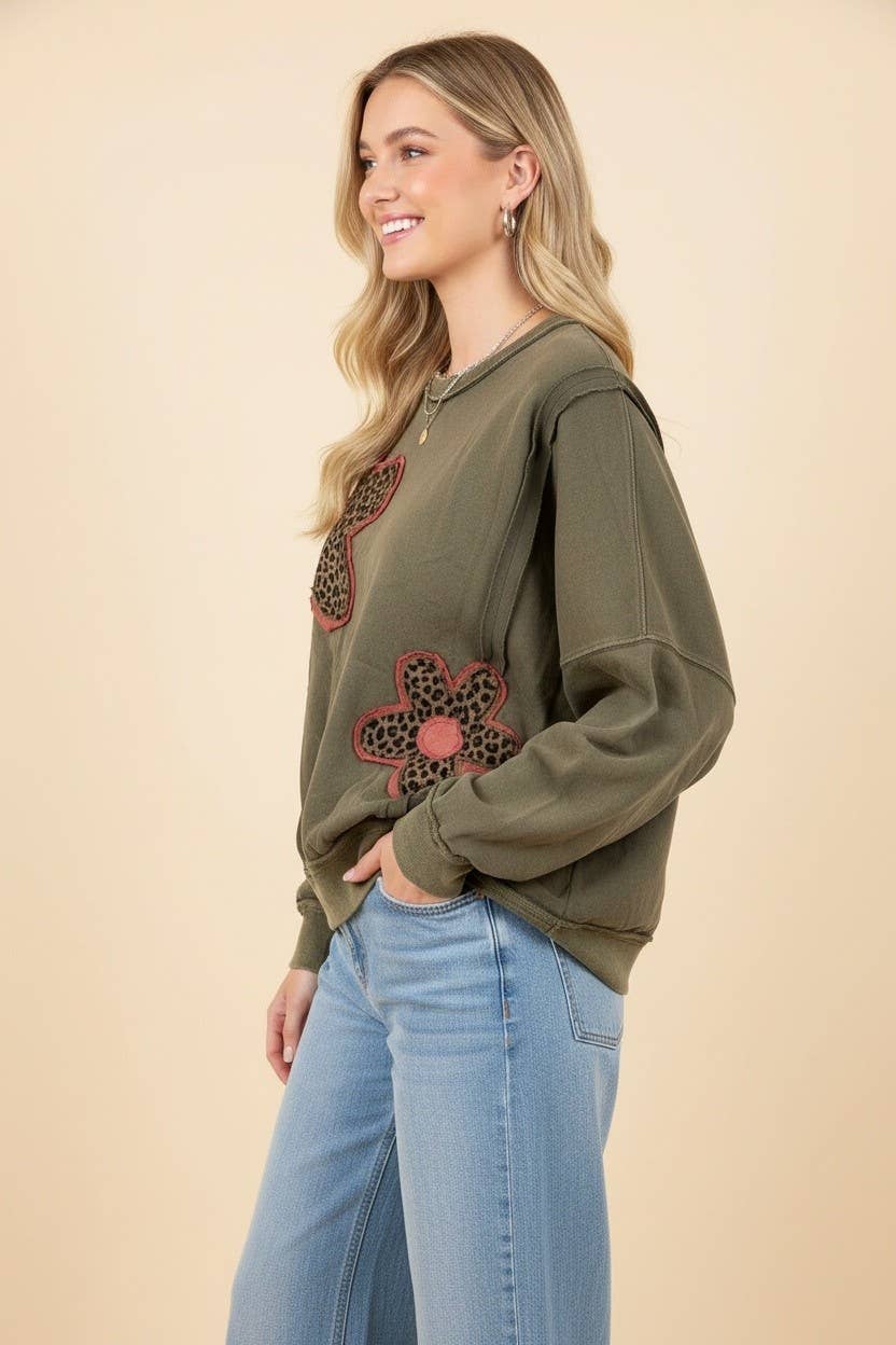 Leopard Flower Patch Sweatshirt