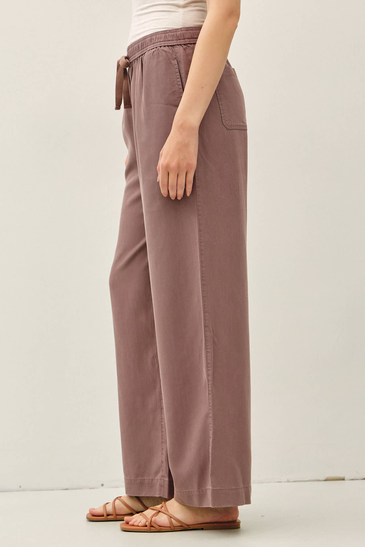 Tercel Tie Waist Wide Leg Pants
