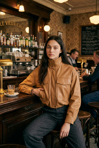 Vegan Leather Bomber Jacket