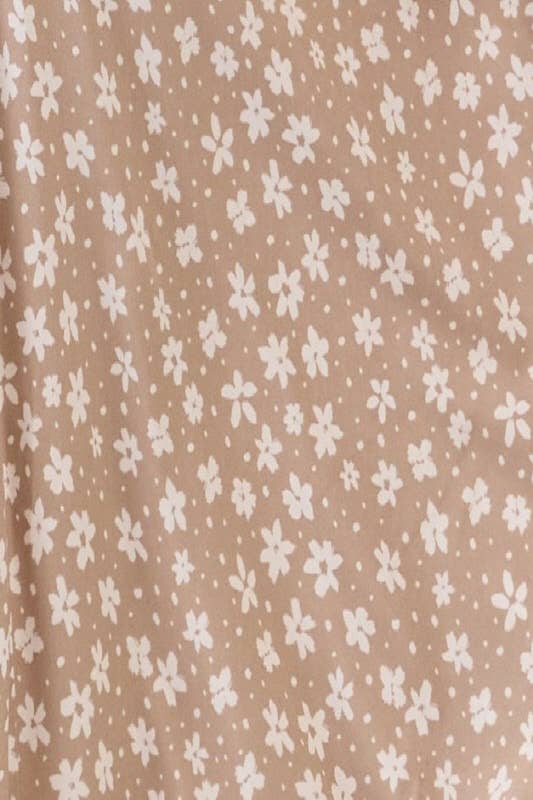 Natural Floral Smocked Waist Maxi Skirt