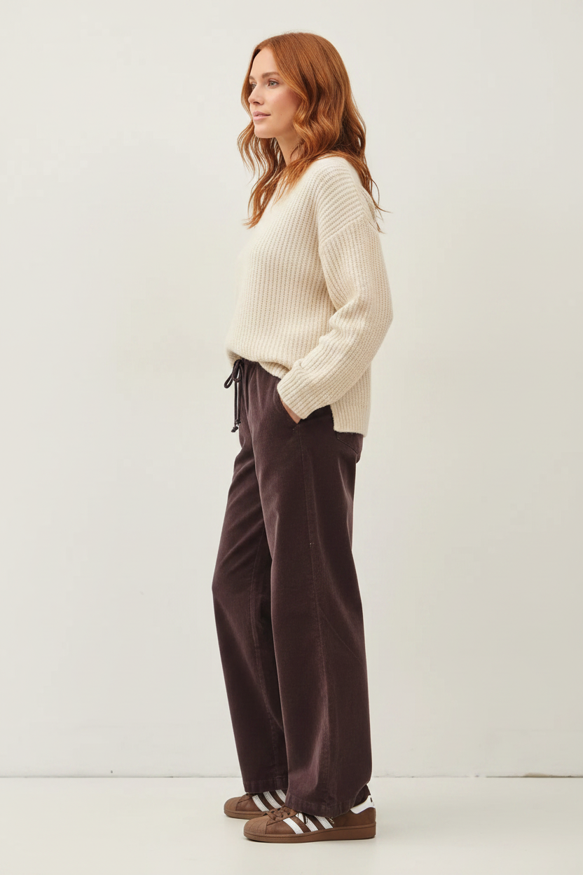 Choco Corduroy Tie Waist Pants