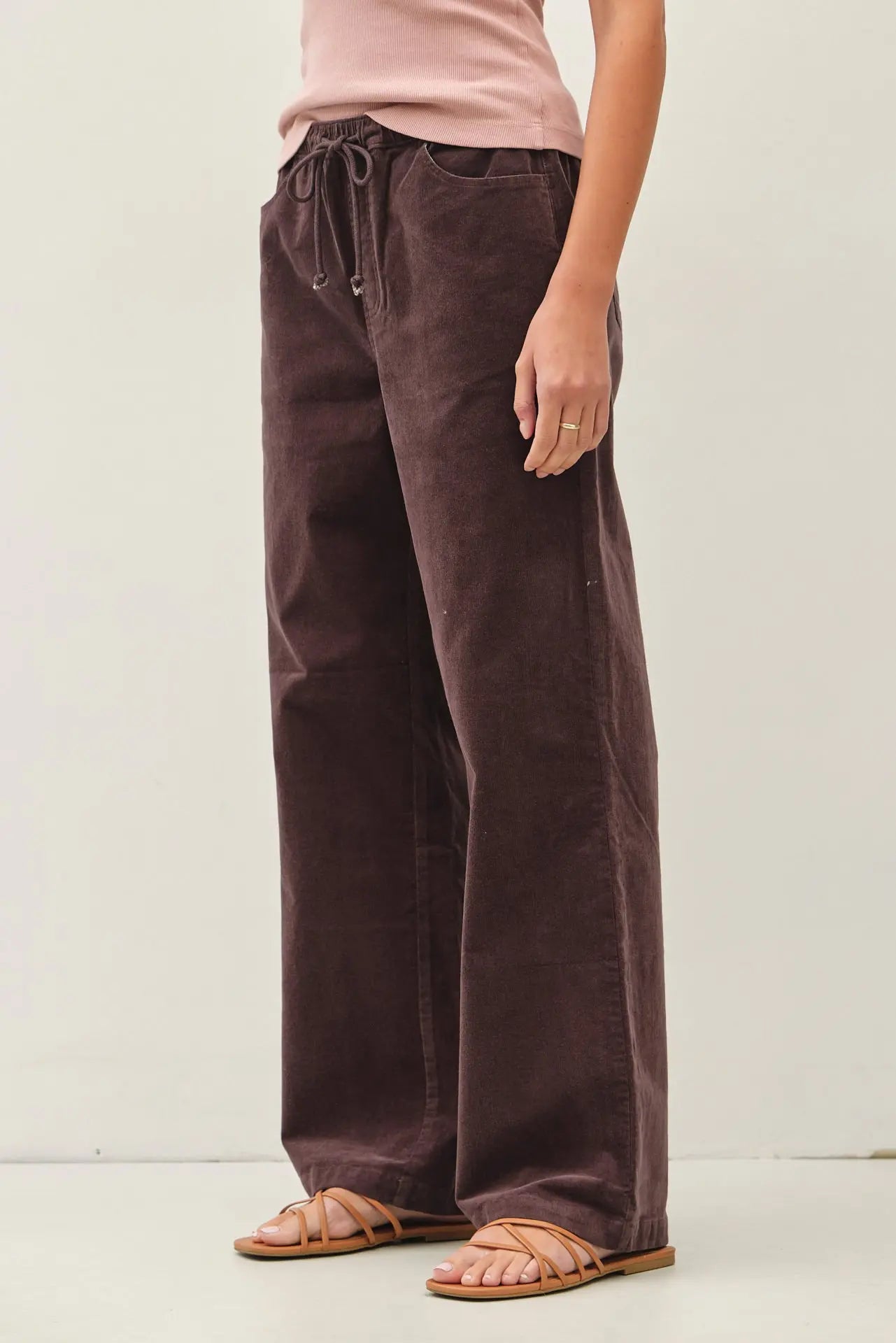 Choco Corduroy Tie Waist Pants