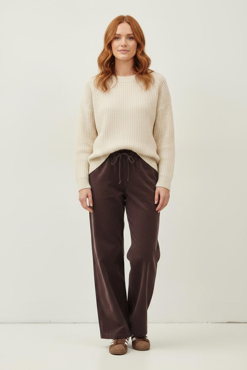 Choco Corduroy Tie Waist Pants