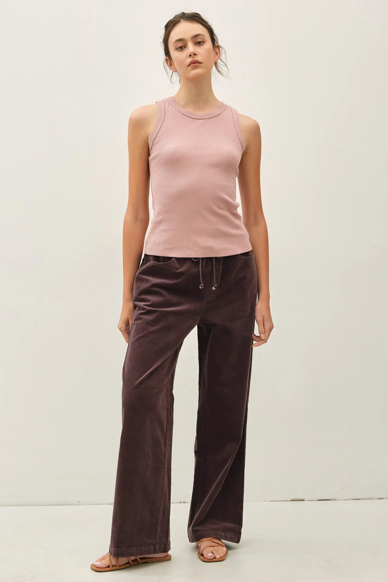 Choco Corduroy Tie Waist Pants
