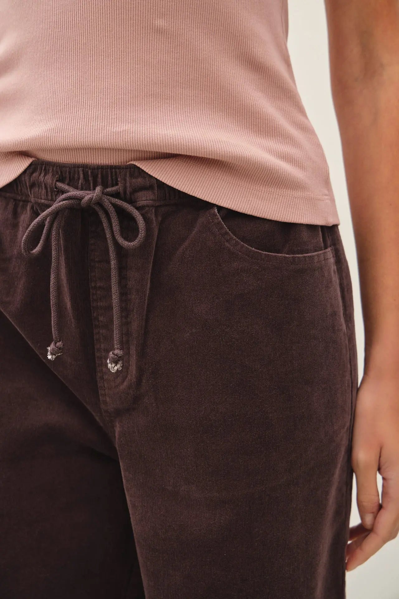 Choco Corduroy Tie Waist Pants