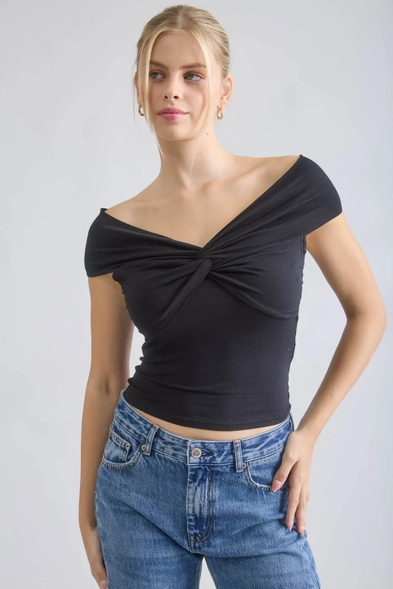 Black Sweetheart Neck Tee