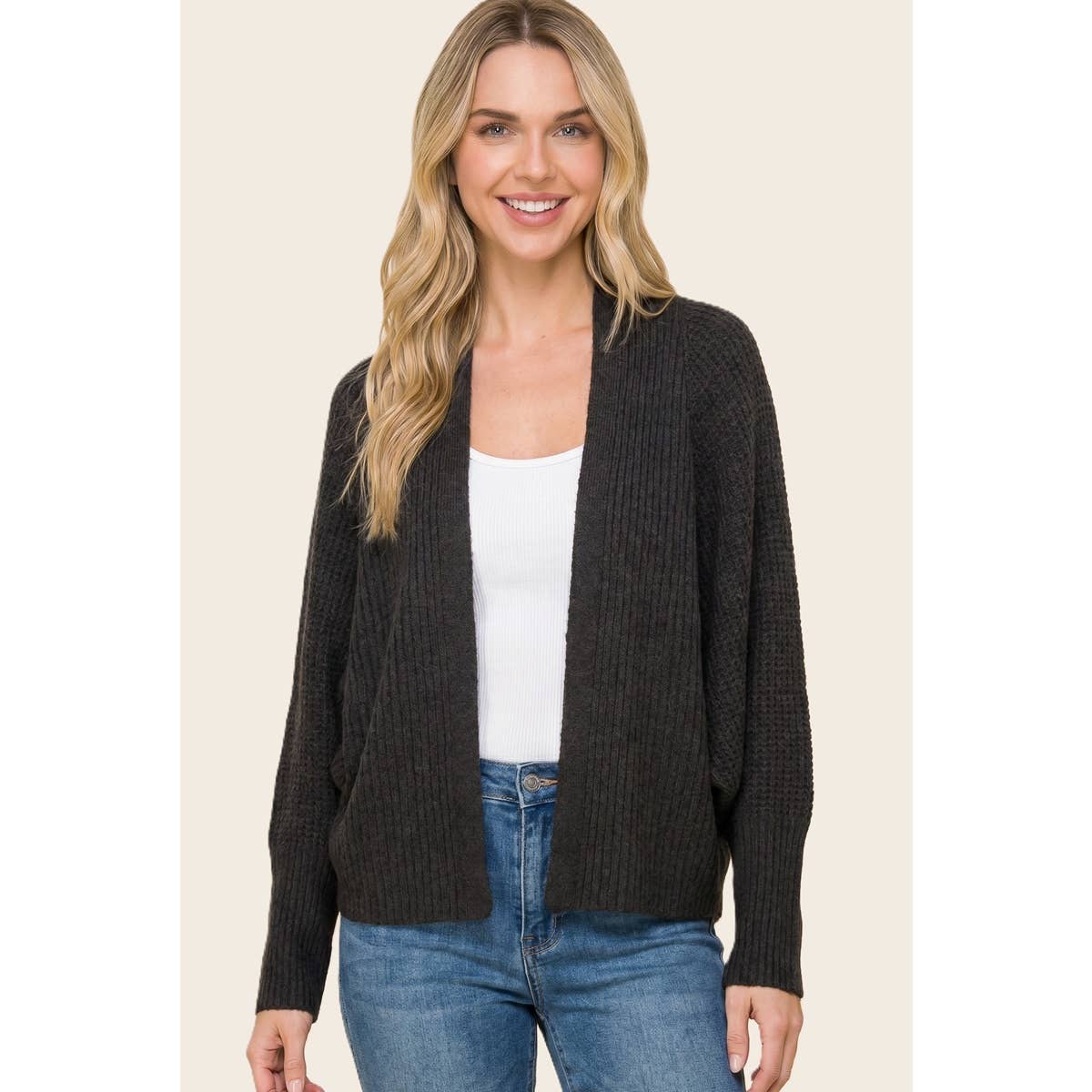 Waffle Weave Dolman Cardigan