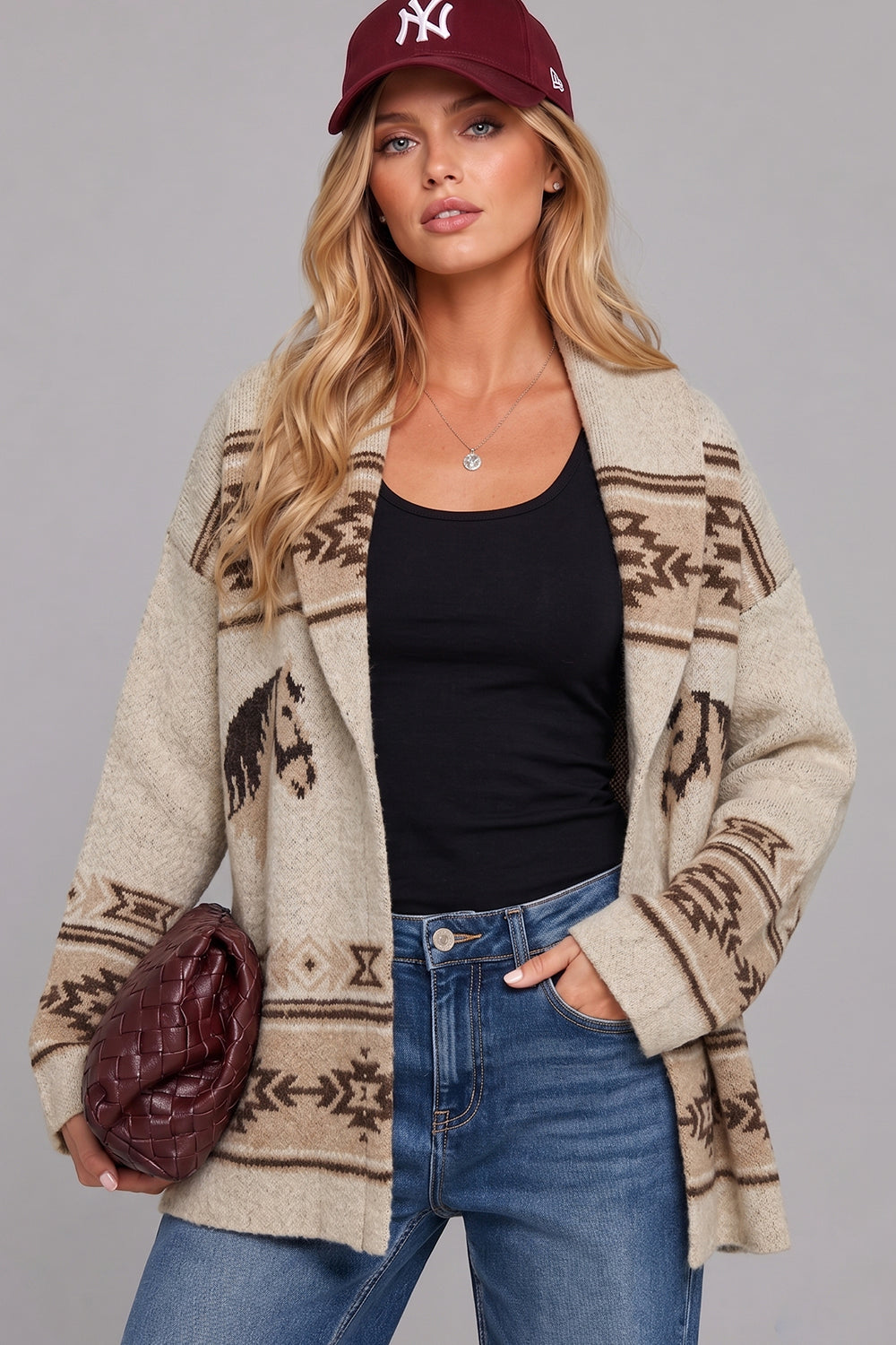 Oatmeal Equestrian Knit Coatigan