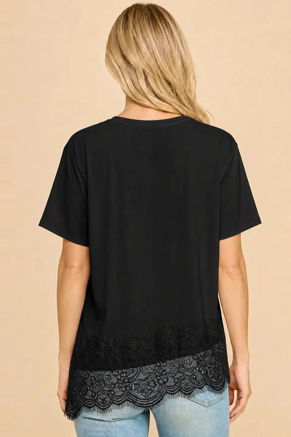 Asymmetric Lace Trim Top