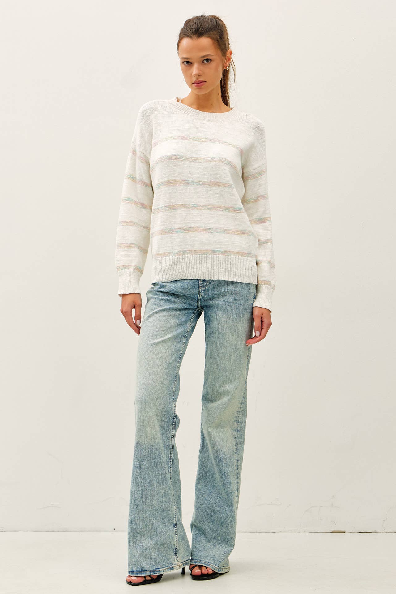 Ivory Pastel Stripe Sweater