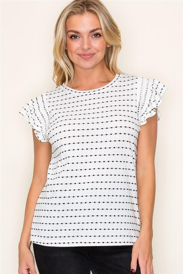 Dot Stripe Flutter Sleeve Top