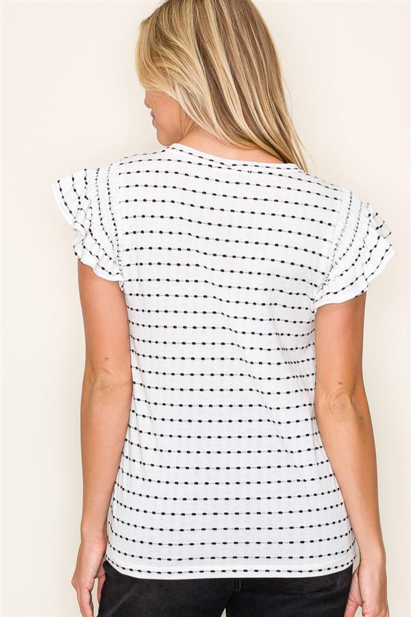 Dot Stripe Flutter Sleeve Top