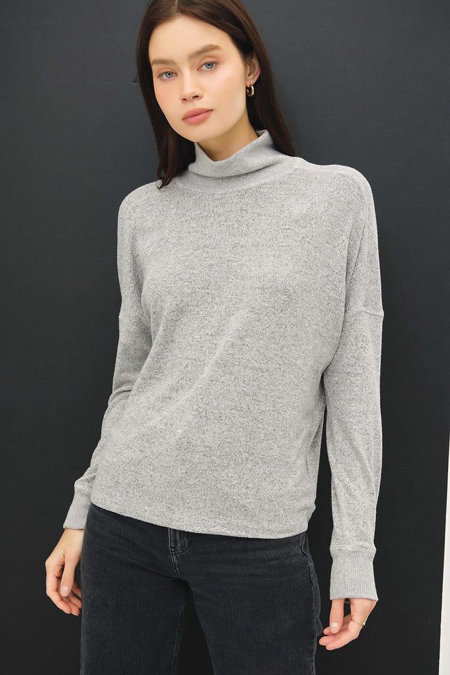 Grey Turtleneck Dolman Top