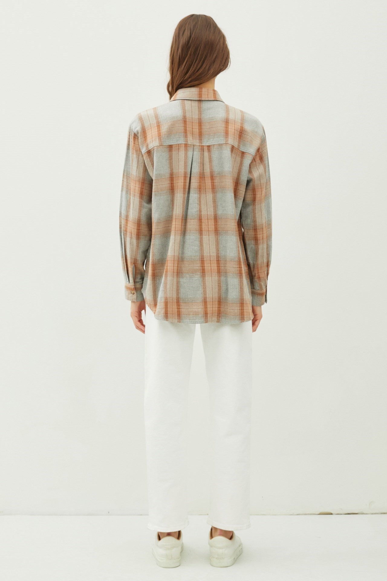 Caramel Plaid Flannel Button Up