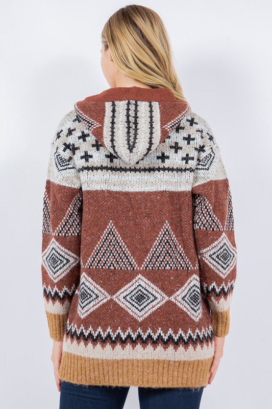 Aztec Hooded Cardigan