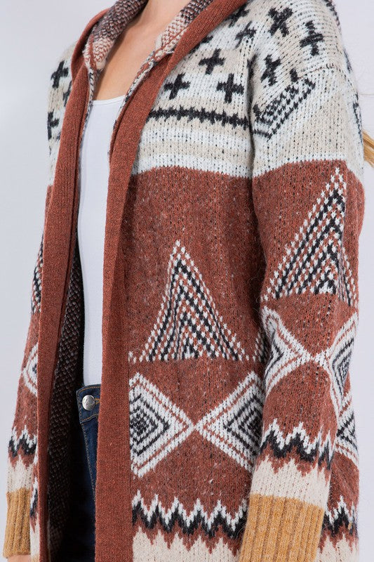 Aztec Hooded Cardigan