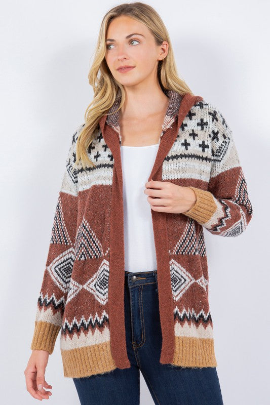 Aztec Hooded Cardigan