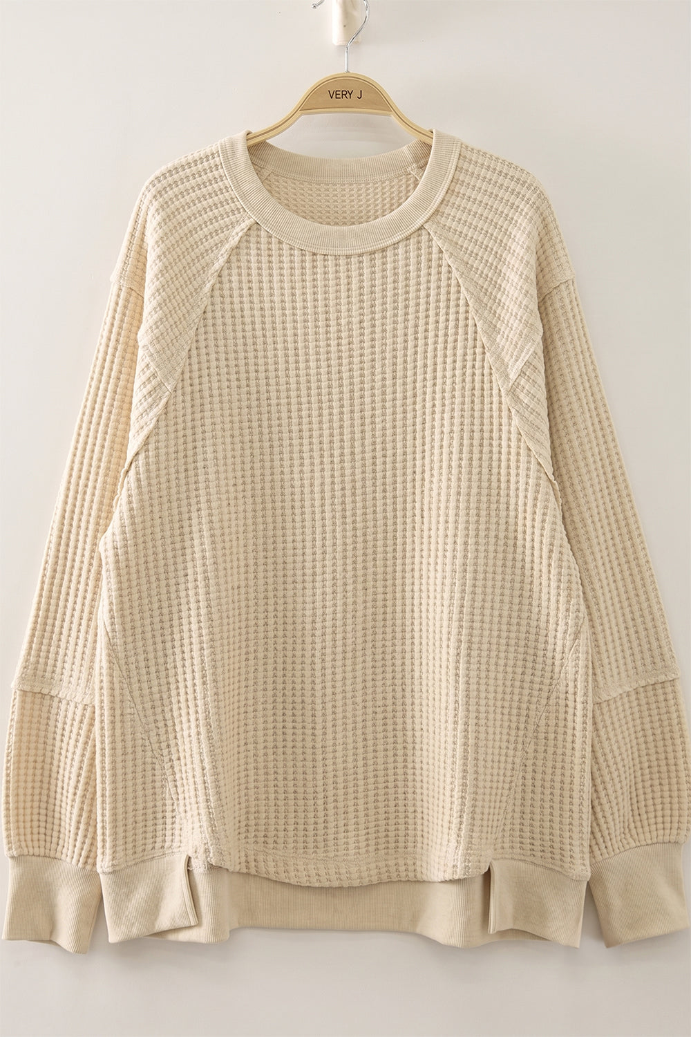 Cream Waffle Knit Pullover