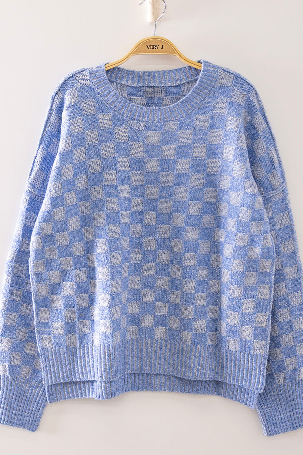 Checker Periwinkle Sweater