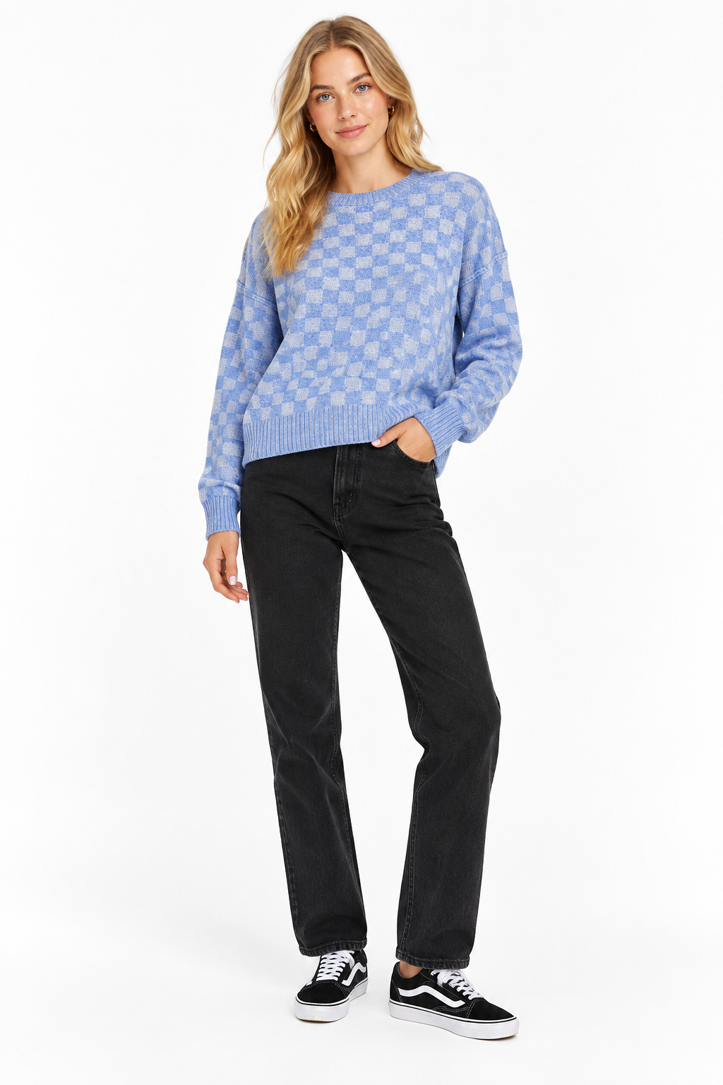 Checker Periwinkle Sweater