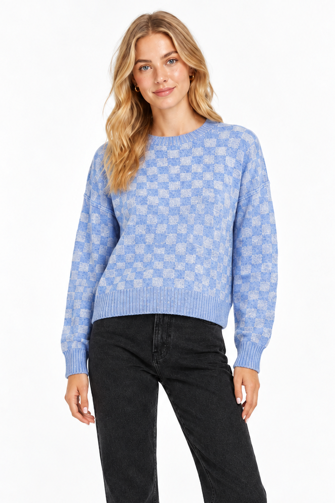 Checker Periwinkle Sweater