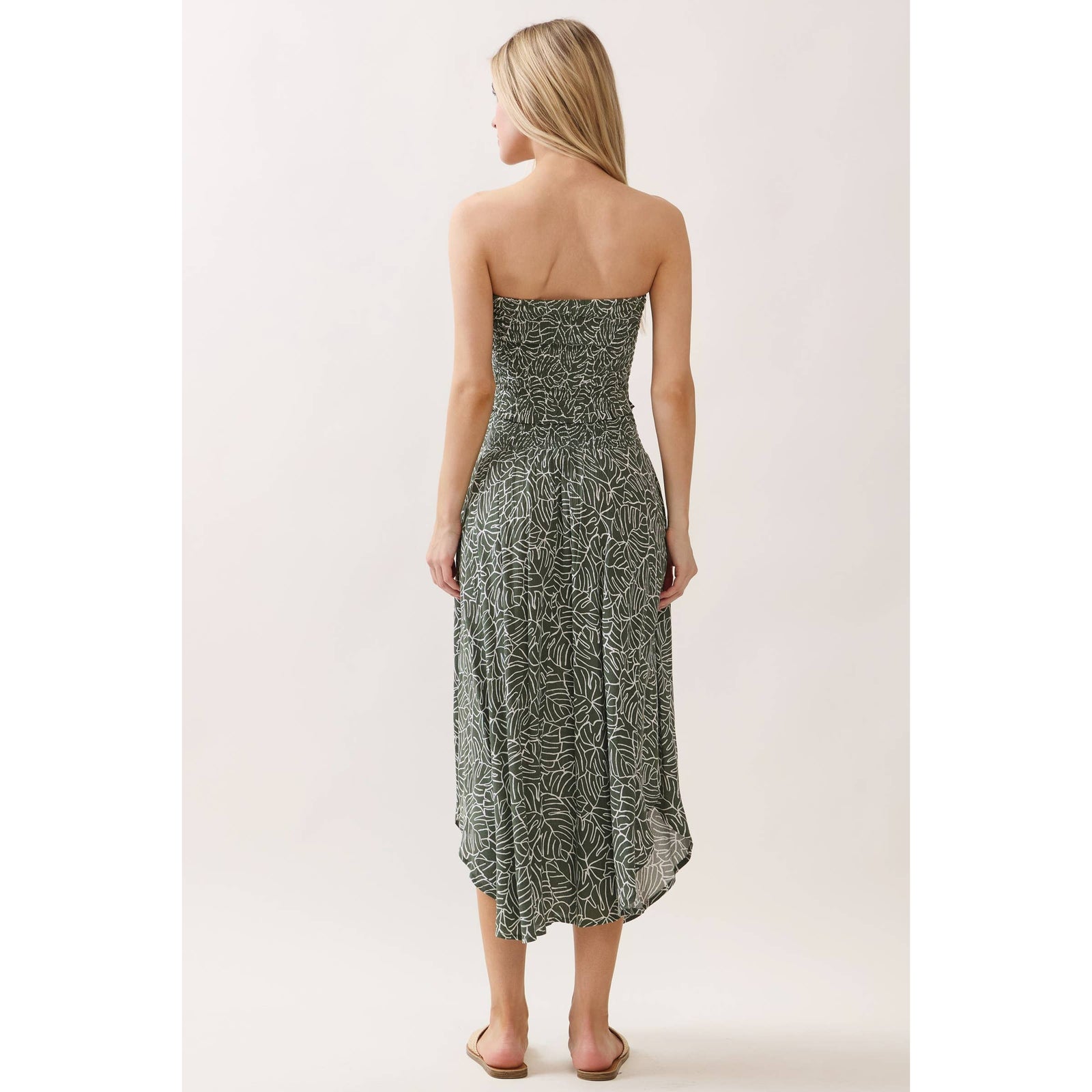 Leaf Smocked Waist Maxi Skirt