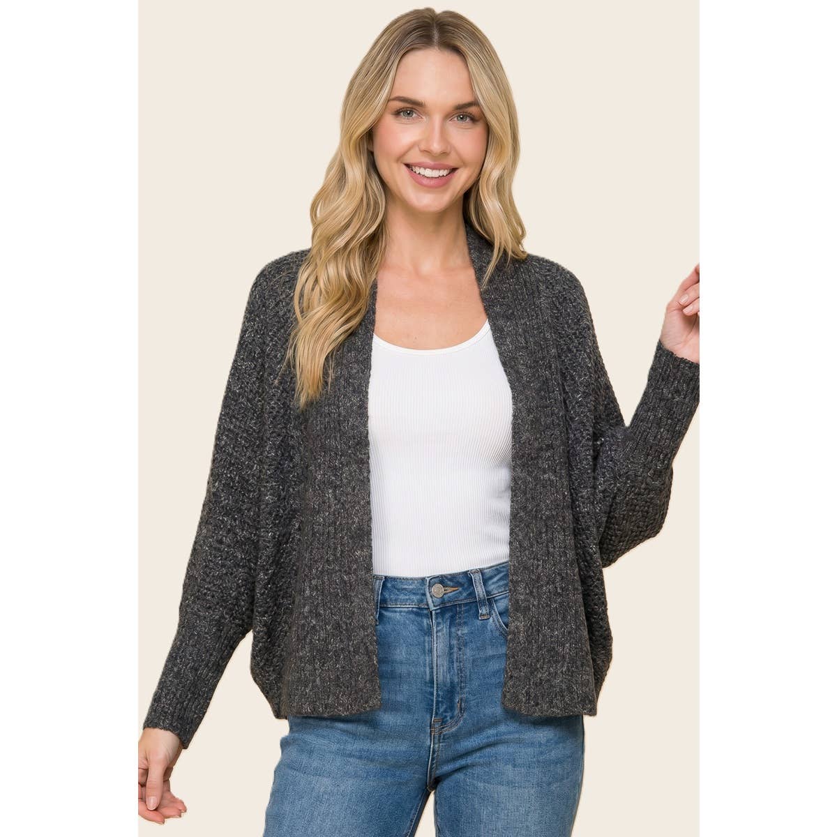 Waffle Weave Dolman Cardigan